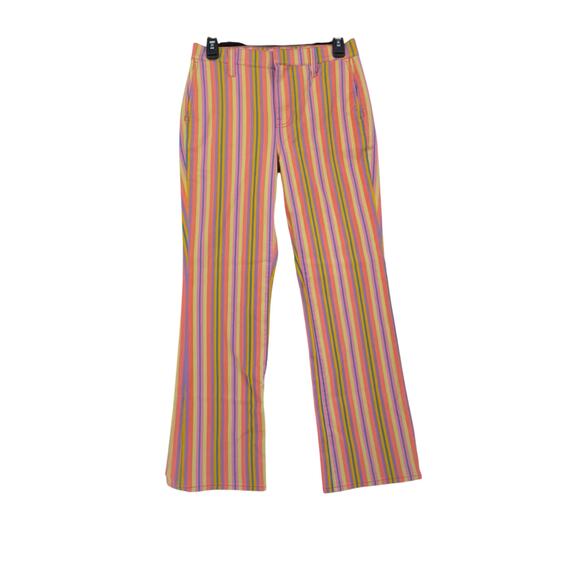 J.Crew Women’s Striped Flare Pants Size 25 Multicolor Pink Yellow Summer Preppy - Picture 1 of 5